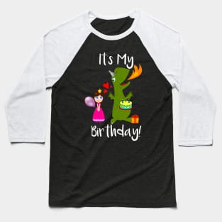 It's My Birthday Princess and Dragon Baseball T-Shirt